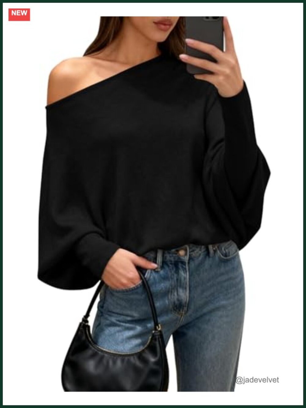 Off The Shoulder Batwing Knit Sweater Loose Oversized Pullover